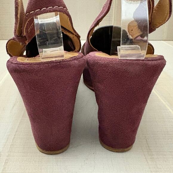 Sundance Mauve Suede Wedge Sandals Open Toe Ankle Strap Shoes Women Sz 40(9-9.5) - Picture 3 of 11